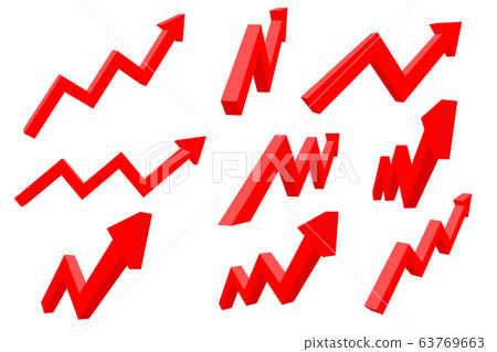 Financial indication arrows. Up red shiny 3d graph 63769663