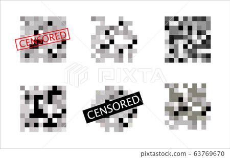 Set of Pixel censored signs. Censor bar concept. Censorship rectangle. Art desing. 63769670