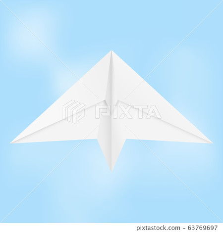 Paper airplane. Folded glider in blue sky 63769697