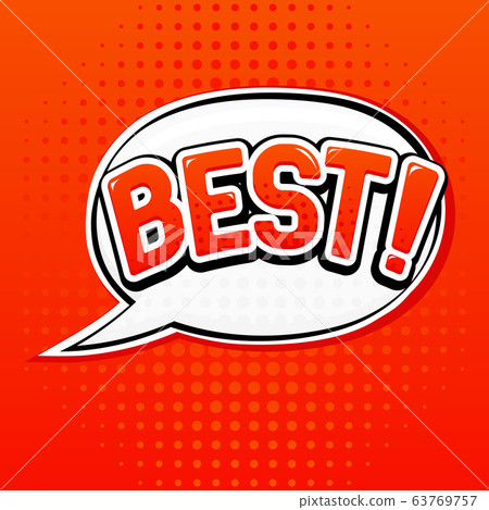 BEST sign. Speech bubble in comic book style on red background 63769757