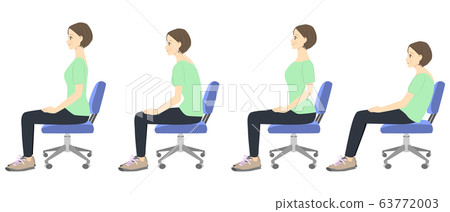 一個女人坐在椅子上以正確的姿勢比較圖02 63772003