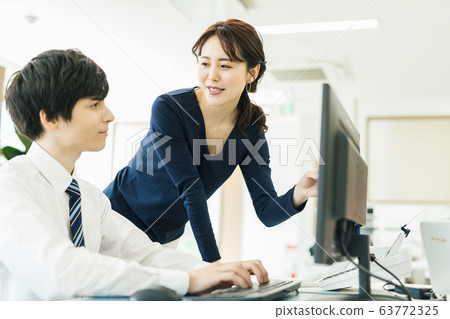 Business office desk work 63772325