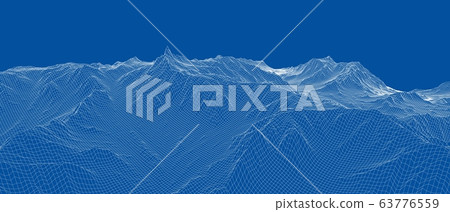 Abstract 3d wire-frame landscape. Blueprint style 63776559