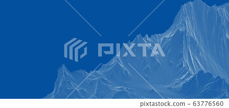 Abstract 3d wire-frame landscape. Blueprint style 63776560