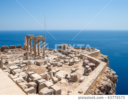 Lindos Acropolis Ruins on the Sea Cliff 63778573