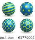 Green and Blue Textured 3D Spheres 63779009