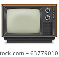 Retro TV-set Front View with Blank Screen 63779010