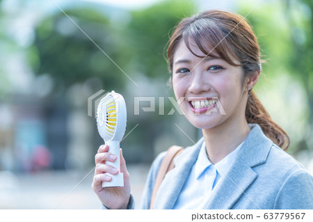 Business Woman Young Woman Mini Fan 63779567