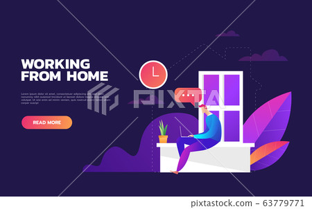 Illustrations concept coronavirus COVID-19. The company allows employees to work from home to avoid viruses. Vector illustrate. Illustrations concept coronavirus COVID-19. The company allows employees to work from home to avoid viruses. Vector illustrate. 63779771