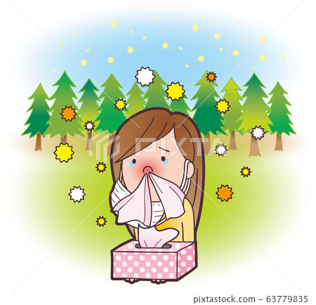 A girl who can not release tissue paper due to hay fever 63779835