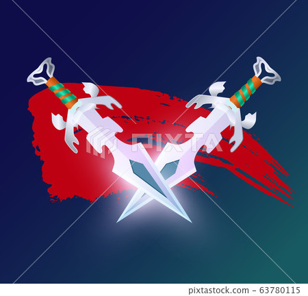 Game element with crossed fantasy swords 63780115