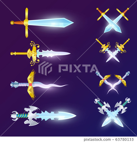 Vector set of crossed epic swords 63780133
