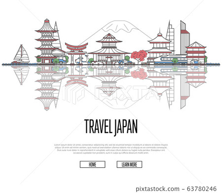 Travel Japan poster in linear style 63780246