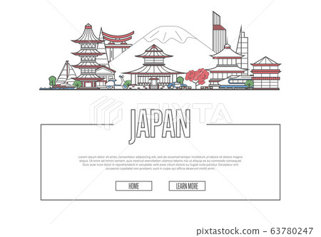 Travel Japan poster in linear style 63780247