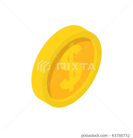 Gold coin with dollar sign isometric 3D icon - Stock Illustration ...