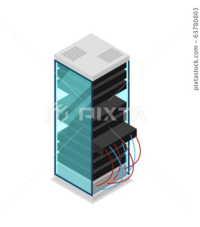 Computer server rack isometric 3D icon 63780803