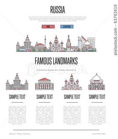 Russia travel infographics in linear style 63781619