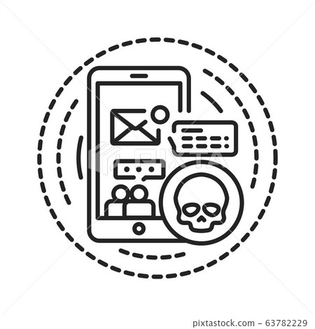 Gadget addiction black line icon. Abuse of gadgets so much that it starts negatively influencing health and life as a whole. Pictogram for web page, mobile app, promo. UI UX GUI design element. Gadget addiction black line icon. Abuse of gadgets so much that it starts negatively influencing health and life as a whole. Pictogram for web page, mobile app, promo. UI UX GUI design element. 63782229