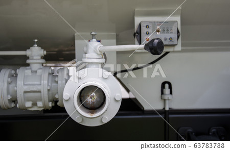 water valves at the rear of a fire engine water valves at the rear of a fire engine 63783788