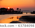Evening view of Ikkiyama River and Kawaguchi Bridge 63784098
