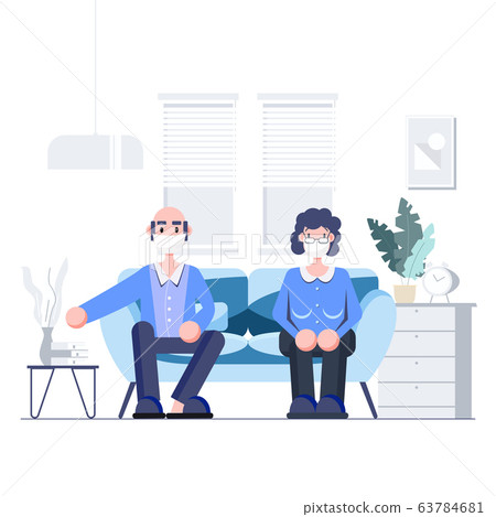 Save elderly stay at home quarantine concept. Save elderly stay at home quarantine concept. 63784681