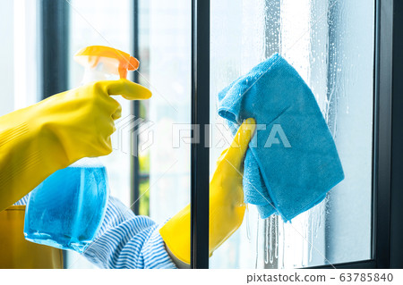Wife housekeeping and cleaning concept, Happy 63785840