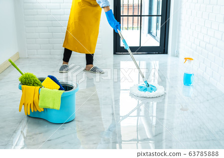 Wife housekeeping and cleaning concept, Happy 63785888