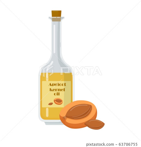 Apricot kernel oil in bottle with cork. 63786755