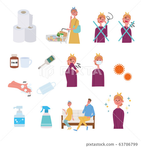 Coronavirus Prevention Illustration Set 63786799