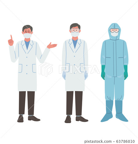 Doctor wearing goggles goggles protective clothing illustration set Doctor wearing goggles goggles protective clothing illustration set 63786810