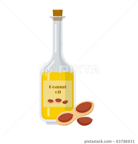 Bottle with peanut oil and nuts on white... - Stock Illustration [63786831]  - PIXTA