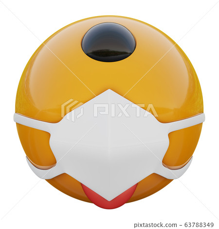 3D render of cyclops yellow emoji face in… - Stock Illustration