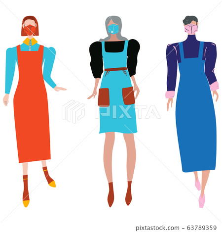 Coronavirus women in medical face mask. Coronavirus women in medical face mask. 63789359