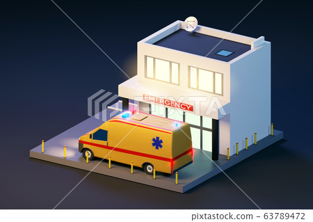 Emergency Hospital Entrance 3d isometric 63789472