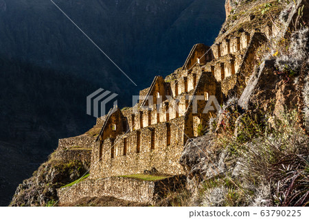 Pinkuylluna, ruins of ancient Inca storehouses Pinkuylluna, ruins of ancient Inca storehouses 63790225