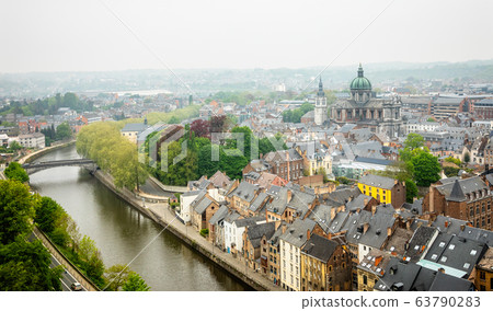 Old houses rooftops panorama with St Aubin's 63790283
