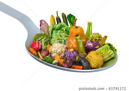 Different vegetables set on the spoon 63791172