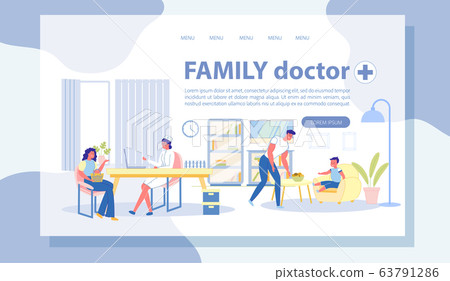 Family Doctor Vector Landing Page with Copy Space Family Doctor Vector Landing Page with Copy Space 63791286