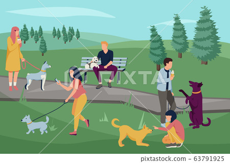 People Dogs Outdoor Composition 63791925
