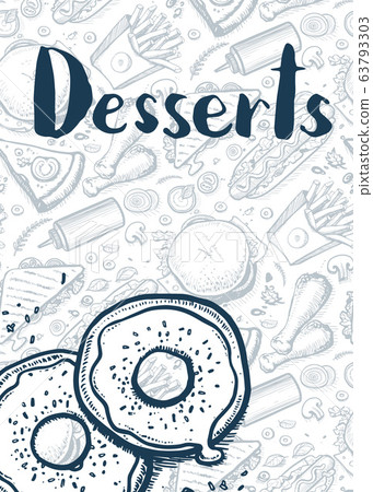 Desserts vintage hand drawn poster Desserts vintage hand drawn poster 63793303