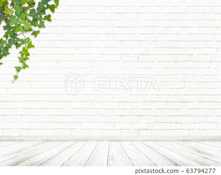 Background-wall-floor-brick-white-ivy 63794277