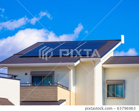 Blue sky and new construction eco house Blue sky and new construction eco house 63796963