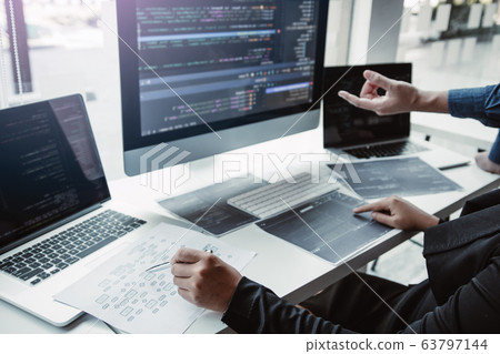 Two asian team working development of programming Two asian team working development of programming 63797144