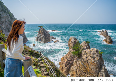 鳥取縣的絕景地質公園松島千尋美麗的浦里海岸山陰海岸國家公園世界地質公園 鳥取縣的絕景地質公園松島千尋美麗的浦里海岸山陰海岸國家公園世界地質公園 63797995