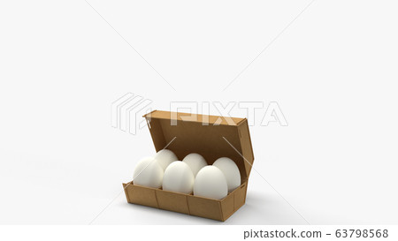 The eggs in paper box on white background 3d rendering for food content. The eggs in paper box on white background 3d rendering for food content. 63798568
