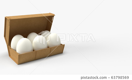 The eggs in paper box on white background 3d rendering for food content. The eggs in paper box on white background 3d rendering for food content. 63798569