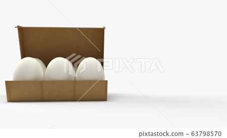 The eggs in paper box on white background 3d rendering for food content. The eggs in paper box on white background 3d rendering for food content. 63798570