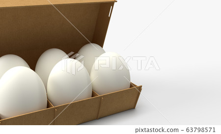 The eggs in paper box on white background 3d rendering for food content. The eggs in paper box on white background 3d rendering for food content. 63798571