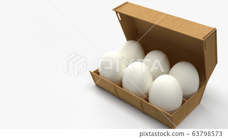 The eggs in paper box on white background 3d rendering for food content. The eggs in paper box on white background 3d rendering for food content. 63798573