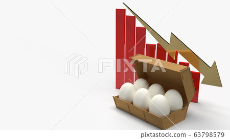 The eggs in paper box and chart on white background 3d rendering for food content.  63798579